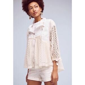Anthro Hei Hei Eyelet Swing Windbreaker Jacket Ivory XS EUC Lightweight